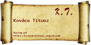 Kovács Titusz névjegykártya
